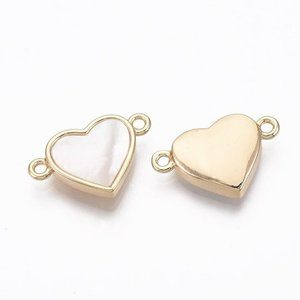 18k Gold Plated Freshwater Shell Heart Link Connector 10x17mm